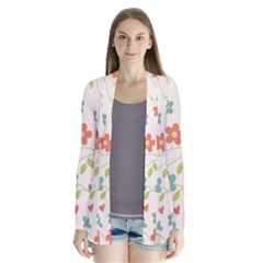  Background Colorful Floral Flowers Drape Collar Cardigan by artworkshop