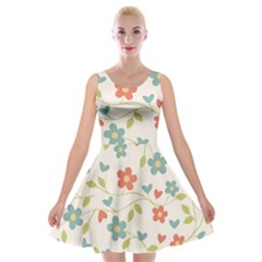  Background Colorful Floral Flowers Velvet Skater Dress by artworkshop