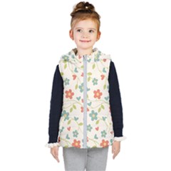  Background Colorful Floral Flowers Kids  Hooded Puffer Vest by artworkshop