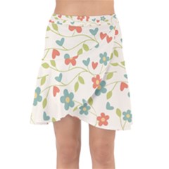  Background Colorful Floral Flowers Wrap Front Skirt by artworkshop