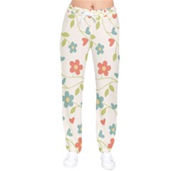  Background Colorful Floral Flowers Women Velvet Drawstring Pants by artworkshop