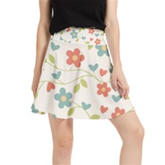  Background Colorful Floral Flowers Waistband Skirt by artworkshop