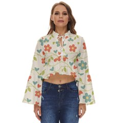  Background Colorful Floral Flowers Boho Long Bell Sleeve Top by artworkshop