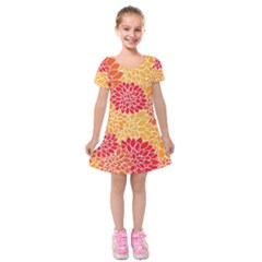 Background Colorful Floral Kids  Short Sleeve Velvet Dress by artworkshop