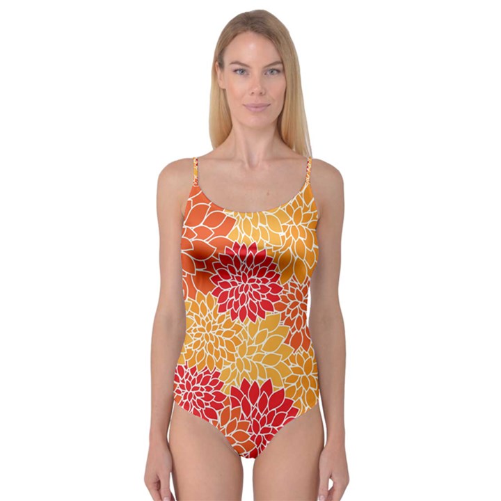 Background Colorful Floral Camisole Leotard 