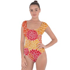 Background Colorful Floral Short Sleeve Leotard  by artworkshop