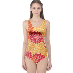 Background Colorful Floral One Piece Swimsuit by artworkshop