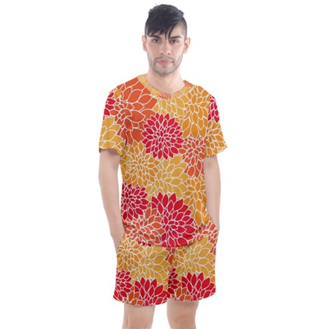 Background Colorful Floral Men s Mesh Tee And Shorts Set by artworkshop