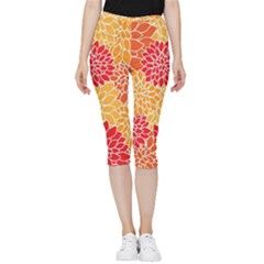 Background Colorful Floral Inside Out Lightweight Velour Capri Leggings  by artworkshop