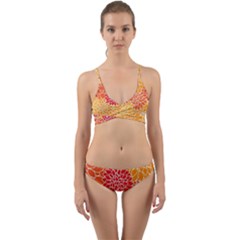 Background Colorful Floral Wrap Around Bikini Set by artworkshop