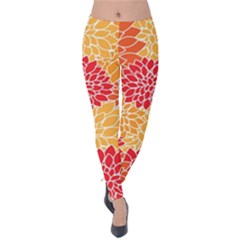 Background Colorful Floral Velvet Leggings by artworkshop