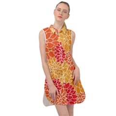 Background Colorful Floral Sleeveless Shirt Dress by artworkshop