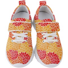 Background Colorful Floral Kids  Velcro Strap Shoes by artworkshop