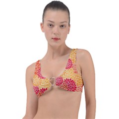 Background Colorful Floral Ring Detail Bikini Top by artworkshop