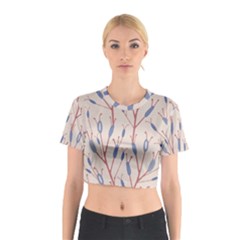 Floral Branches Plant Drawing Cotton Crop Top by artworkshop