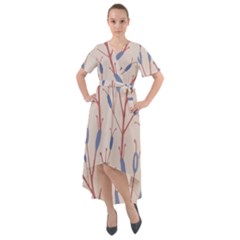 Floral Branches Plant Drawing Front Wrap High Low Dress by artworkshop