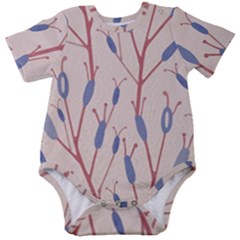 Floral Branches Plant Drawing Baby Short Sleeve Onesie Bodysuit by artworkshop