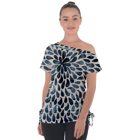 Abstract Flower Petals Off Shoulder Tie-up Tee by artworkshop