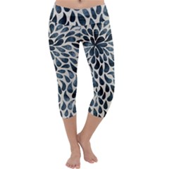 Abstract Flower Petals Capri Yoga Leggings