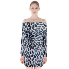 Abstract Flower Petals Long Sleeve Off Shoulder Dress by artworkshop