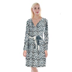 Abstract Flower Petals Long Sleeve Velvet Front Wrap Dress by artworkshop