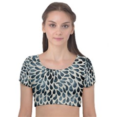 Abstract Flower Petals Velvet Short Sleeve Crop Top  by artworkshop