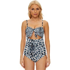 Abstract Flower Petals Knot Front One-piece Swimsuit by artworkshop