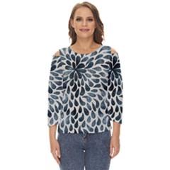 Abstract Flower Petals Cut Out Wide Sleeve Top