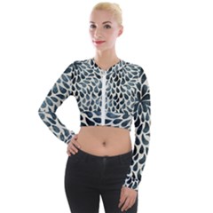 Abstract Flower Petals Long Sleeve Cropped Velvet Jacket by artworkshop