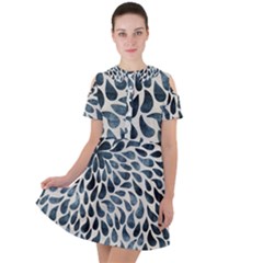 Abstract Flower Petals Short Sleeve Shoulder Cut Out Dress  by artworkshop