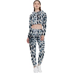 Abstract Flower Petals Cropped Zip Up Lounge Set by artworkshop