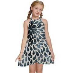 Abstract Flower Petals Kids  Halter Collar Waist Tie Chiffon Dress by artworkshop