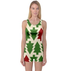  Christmas Trees Holiday One Piece Boyleg Swimsuit by artworkshop