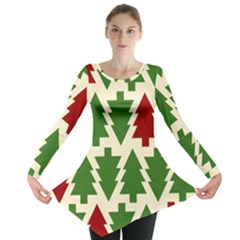  Christmas Trees Holiday Long Sleeve Tunic  by artworkshop