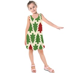  Christmas Trees Holiday Kids  Sleeveless Dress by artworkshop