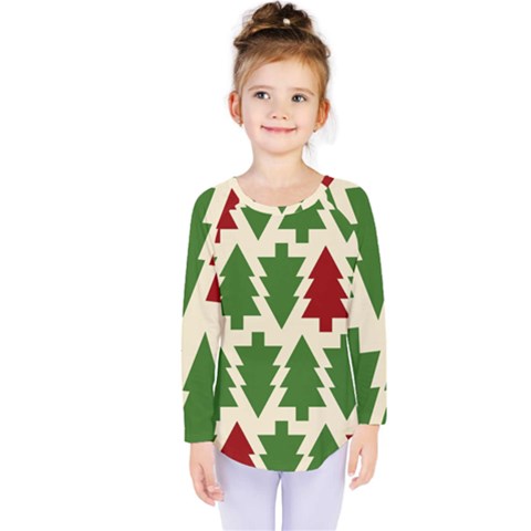  Christmas Trees Holiday Kids  Long Sleeve Tee by artworkshop