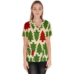  Christmas Trees Holiday Women s V-neck Scrub Top by artworkshop