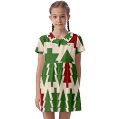  Christmas Trees Holiday Kids  Asymmetric Collar Dress by artworkshop