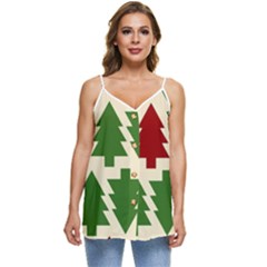  Christmas Trees Holiday Casual Spaghetti Strap Chiffon Top by artworkshop