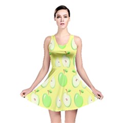 Apple Pattern Green Yellow Reversible Skater Dress by artworkshop