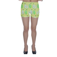 Apple Pattern Green Yellow Skinny Shorts by artworkshop