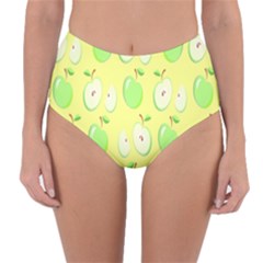 Apple Pattern Green Yellow Reversible High-waist Bikini Bottoms by artworkshop