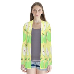 Apple Pattern Green Yellow Drape Collar Cardigan by artworkshop