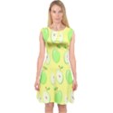 Apple Pattern Green Yellow Capsleeve Midi Dress View1