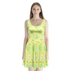 Apple Pattern Green Yellow Split Back Mini Dress  by artworkshop