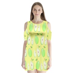 Apple Pattern Green Yellow Shoulder Cutout Velvet One Piece by artworkshop