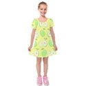 Apple Pattern Green Yellow Kids  Short Sleeve Velvet Dress View1