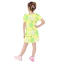 Apple Pattern Green Yellow Kids  Short Sleeve Velvet Dress View2