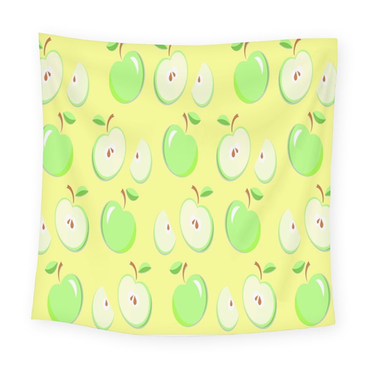 Apple Pattern Green Yellow Square Tapestry (Large)