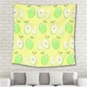 Apple Pattern Green Yellow Square Tapestry (Large) View2